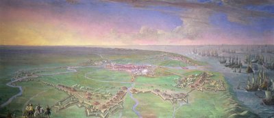 Panoramisch Uitzicht op Gravelines belegerd door de Hertog van Orléans in juli 1643 door Gillis Peeters